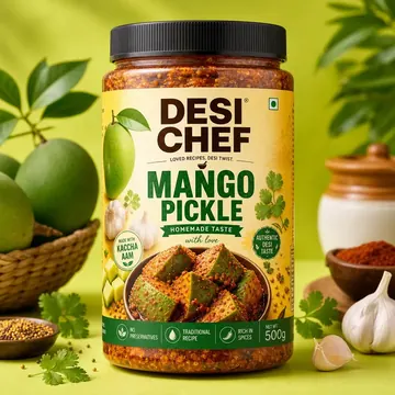 Mango Pickle Packaging for Desi Chef #0374 - AI-generated packaging design concept