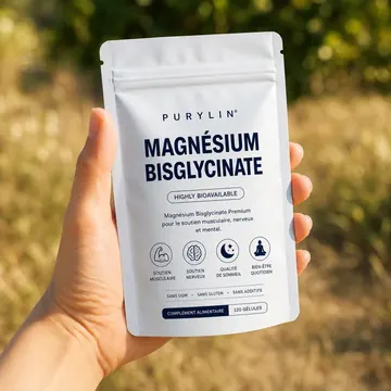 Magnésium Bisglycinate Packaging for Purylin - AI-generated packaging design concept