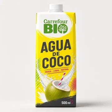 AGUA DE COCO Packaging for cARREFOUR BIO #0429 - AI-generated packaging design concept