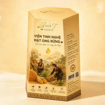Viên Tinh Nghệ Mật Ong Rừng Bee's T Packaging for An Mộc Thảo - AI-generated packaging design concept