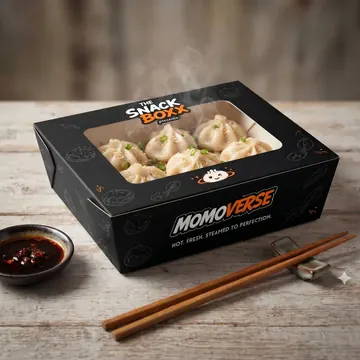 MomoVerse Packaging for The Snack Boxx - AI-generated packaging design concept