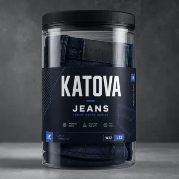 Jeans Packaging for KATOVA #0492 - AI-generated packaging design concept