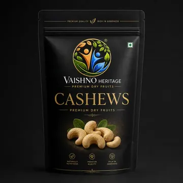 Cashews Packaging for Vaishno Heritage - AI-generated packaging design concept