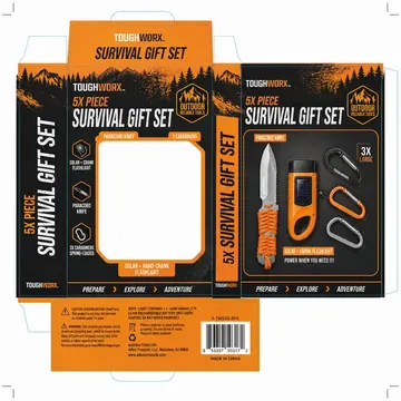 5X PIECE SURVIVAL GIFT SET Packaging for TOUGHWORX - AI-generated packaging design concept