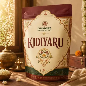 Kidiyaru Packaging for Chandrika Gruh Udhyog - AI-generated packaging design concept