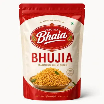 Bhujia Packaging for Original Bhaia - AI-generated packaging design concept