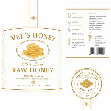 Raw Honey Packaging for Vee's Honey - AI-generated packaging design concept
