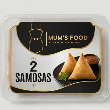 2 Samosas Packaging for Mum's Food - AI-generated packaging design concept