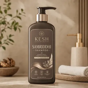 Samriddhi Shampoo Packaging for Kesh - AI-generated packaging design concept