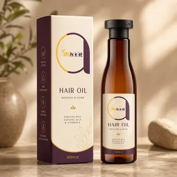 Hair Oil Packaging for Anshaat - AI-generated packaging design concept