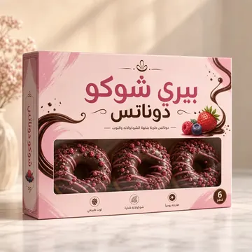 بيري شوكو دوناتس Packaging Design - AI-generated packaging design concept