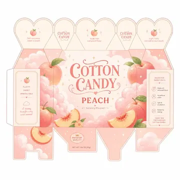 Peach Packaging for Cotton Candy - AI-generated packaging design concept