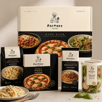 , Pasta, Pizza, Spaghetti, Salad Packaging for Pastaro - AI-generated packaging design concept
