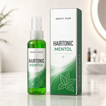 Hairtonic Mentol Packaging for About Hair #0674 - AI-generated packaging design concept
