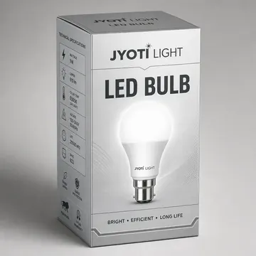 LED BULB Packaging for JYOTI LIGHT - AI-generated packaging design concept