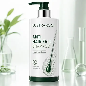 Lustraroot Anti Hair Fall Shampoo Packaging for Lustraroot - AI-generated packaging design concept