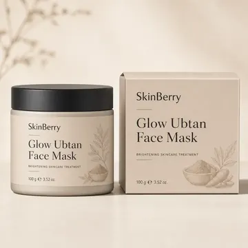 Glow Ubtan Face Mask Packaging for Skin Berry - AI-generated packaging design concept