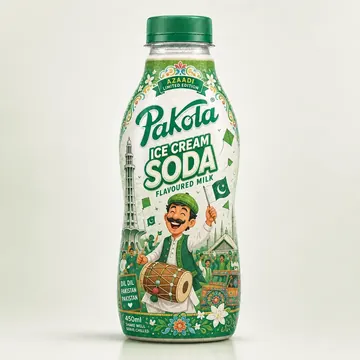 Icream Soda Flavoured Milk Packaging for Pakola - AI-generated packaging design concept