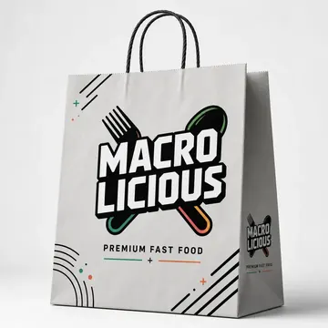 PREMIUM FAST FOOD Packaging for Macrolicious - AI-generated packaging design concept