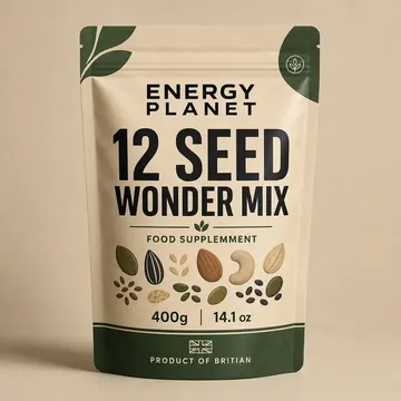 12 Seed Wonder Mix Packaging for Energy Planet - AI-generated packaging design concept