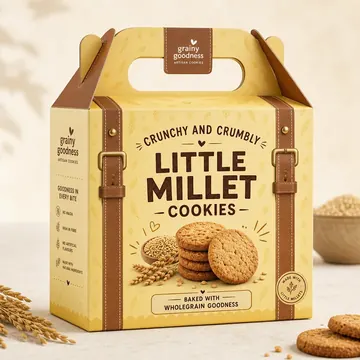 Little Millet Cookies Packaging for Crunchy And Crumbly - AI-generated packaging design concept