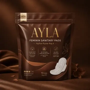 FEMININ SANITARY PADS Packaging for AYLA - AI-generated packaging design concept
