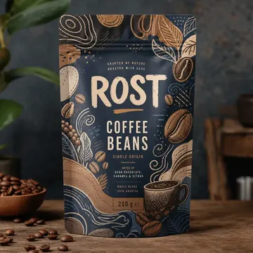 Coffee Beans Packaging for Rost - AI-generated packaging design concept
