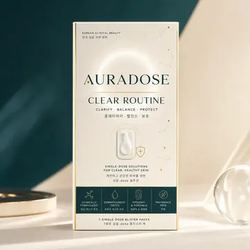 Clear Routine Packaging for AuraDose - AI-generated packaging design concept