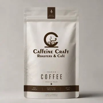 Coffee Packaging for Caffeine Craft Roasters & Café - AI-generated packaging design concept