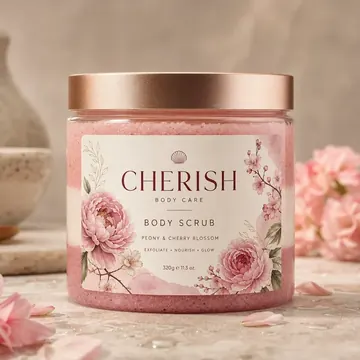 Body Scrub Packaging for Cherish - AI-generated packaging design concept