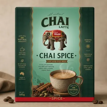Chai Spice Packaging for Fraus Chai Latte - AI-generated packaging design concept