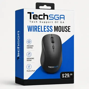 Mouse Packaging for techSGA - AI-generated packaging design concept