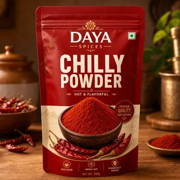 CHILLY POWDER Packaging for Daya Spices - AI-generated packaging design concept