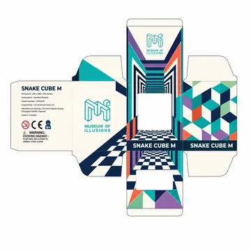 Snake Cube M Packaging for Museam Of Illusions - AI-generated packaging design concept