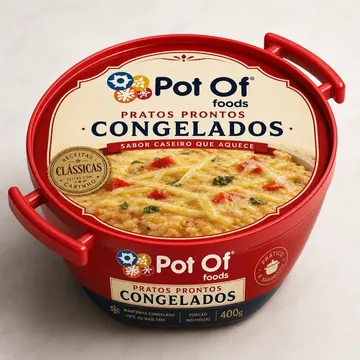 Pratos Prontos Congelados Packaging for PotOf Foods - AI-generated packaging design concept