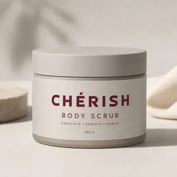 Body Scrub Packaging for Chérish - AI-generated packaging design concept