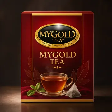 MyGold Tea Packaging for MyGold Tea - AI-generated packaging design concept