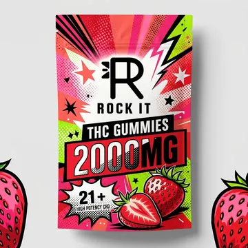 THC Gummy Packaging for Rock It - AI-generated packaging design concept