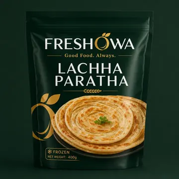 Lachha Paratha Packaging for Freshowa - AI-generated packaging design concept