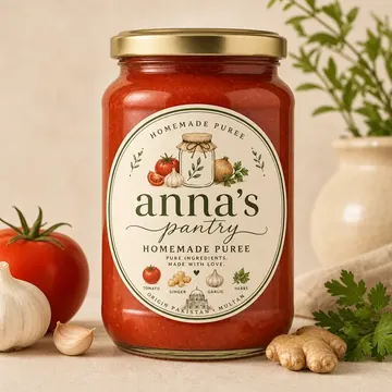 Homemade Puree Packaging for Anna's Pantry #1023 - AI-generated packaging design concept