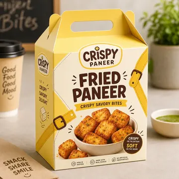 Fried Paneer Packaging for Crispy Paneer - AI-generated packaging design concept