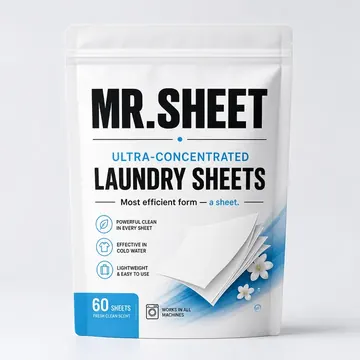 MR.SHEET Is Ultra-concentrated Laundry In Its Most Efficient Form — A Sheet. Packaging for MR.sheet - AI-generated packaging design concept