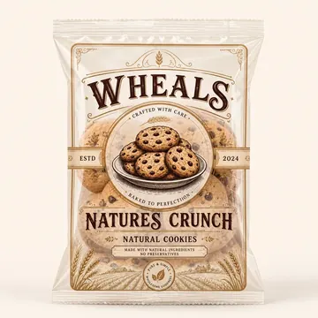 Natures Crunch Natural Cookies Packaging for WHEALS - AI-generated packaging design concept