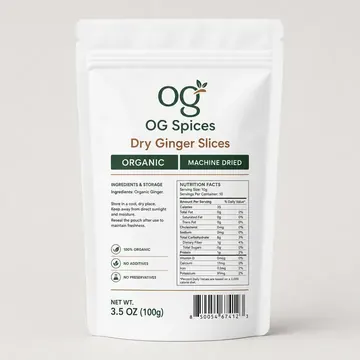 Dry Ginger Slices Packaging for OG Spices - AI-generated packaging design concept