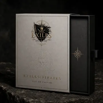 Perfume Packaging for Exiles: Pirates - AI-generated packaging design concept