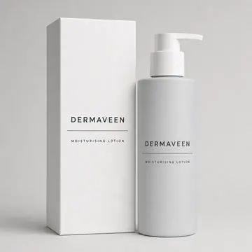 Moisturising Lotion Packaging for Dermaveen - AI-generated packaging design concept