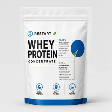 Whey Protin Packaging for Restart - AI-generated packaging design concept
