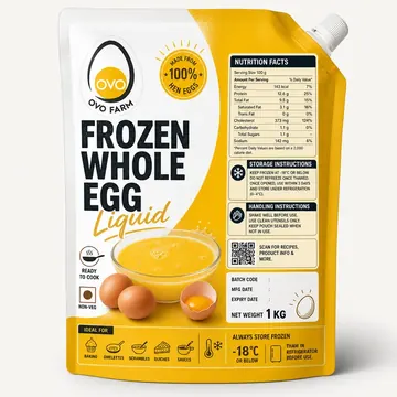 Frozen Whole Egg Liquid Packaging for OVO FARM - AI-generated packaging design concept