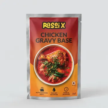 Chicken Gravy Base Packaging for Rasoix - AI-generated packaging design concept