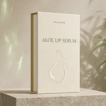Aloe Lip Serum Packaging for Nilla Skin - AI-generated packaging design concept